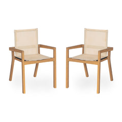 Belfast - Dining Chair With Acacia Wood Frame And Mesh Seating (Set of 2)