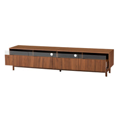 TV Stand, Entertainment Center With Fluted Drawers For Living Room - Walnut