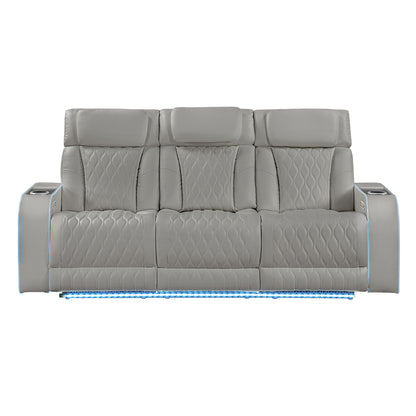 Electra - Power Reclining Sofa With Power Headrests, Drop Down Table, Reading Light, Massage, LED Lighting And USB Control