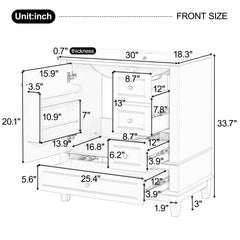 Freestanding Bathroom Vanity With Sink, Soft Close Door, 3 Drawers
