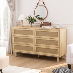 6 Drawer Storage Cabinet With For Bedroom Or Living Room - Natural