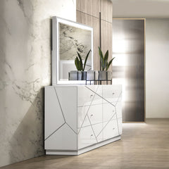 Esther - Mirror With LED - White / Silver