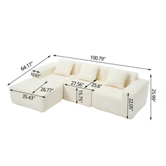 L - Shape Modern Minimalist Modular Sectional Sofa, Upholstered Cloud Couch With Deep Seats