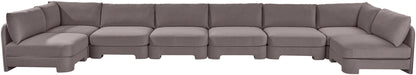 Hammond - Velvet Performance Fabric Upholstered 8 Piece U-Shaped Armless Sectional - Beige