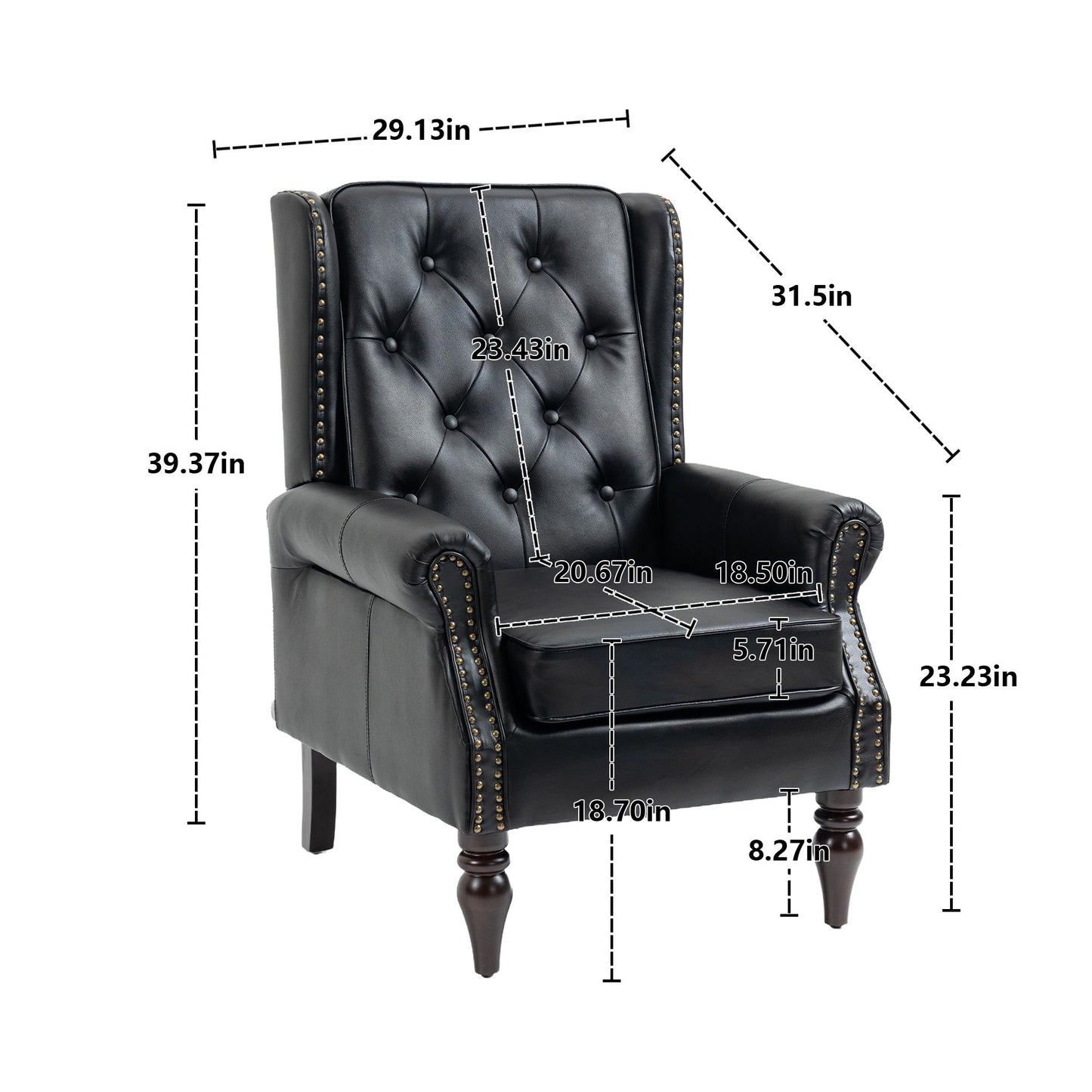 Modern Accent Armchair With Sturdy Wood Legs