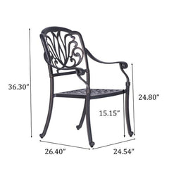 Patio Outdoor Aluminum Dining Armchair With Cushion (Set of 2)
