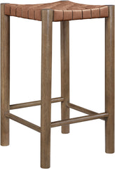 Entwine - Vegan Leather Upholstered Backless Counter Stool - Painted Brown