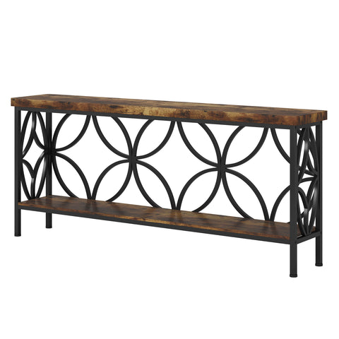 Extra Long Console Table With Open Storage Shelves