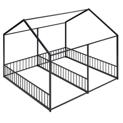 House Platform Beds, 2 Shared Beds, Metal Frame With Guardrails