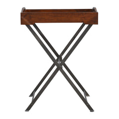 Tray With Cross Iron Base - Brown / Steel Gray