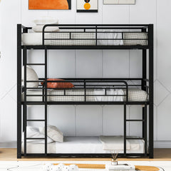 Triple Bunk Bed With Sturdy Construction And Space Saving Design