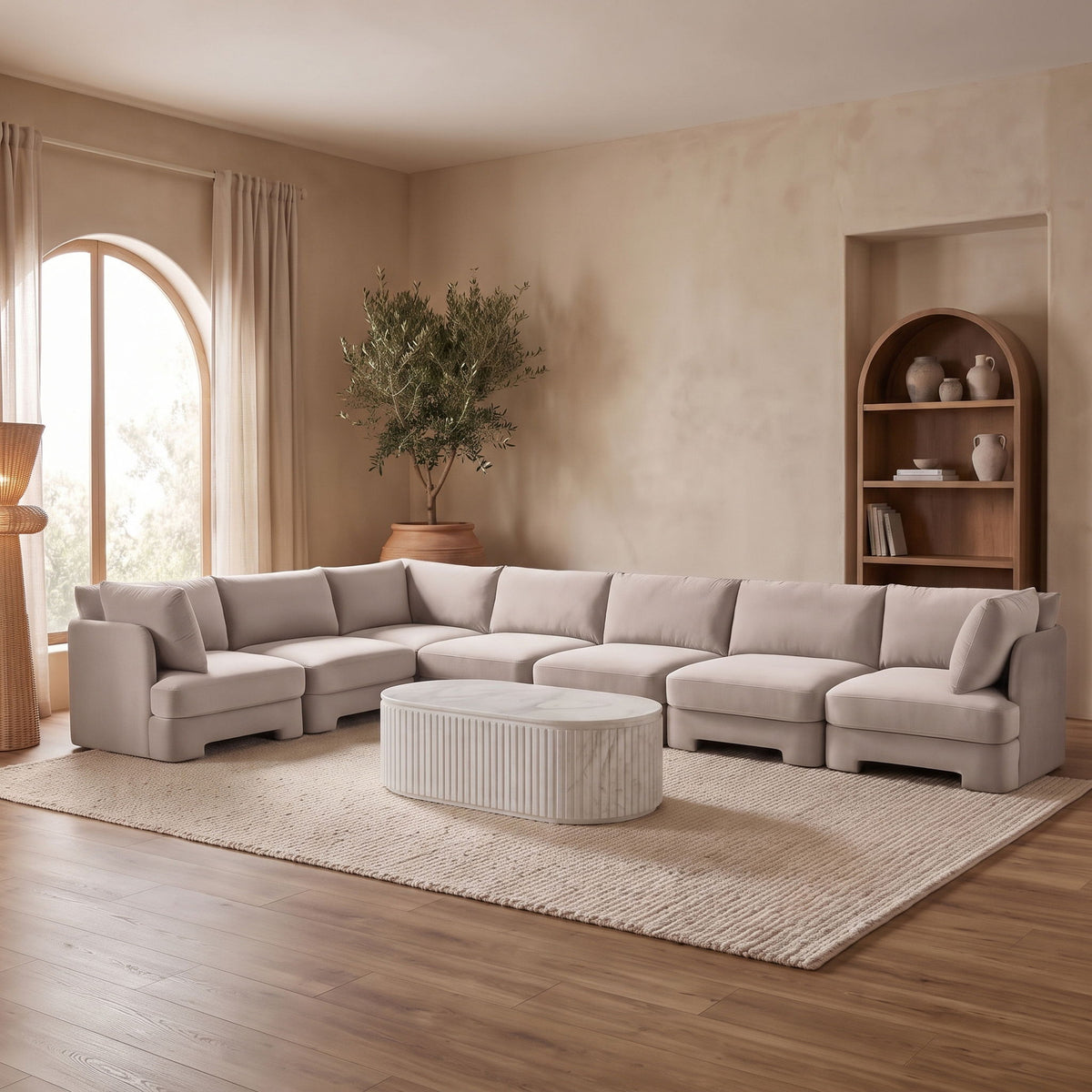 Hammond - Velvet Performance Fabric Upholstered 7 Piece Sectional