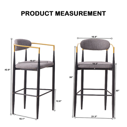 Upholstered Bar Stool With Ergonomic Design (Set of 2)
