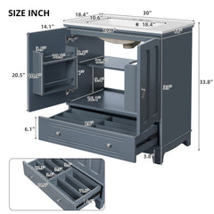 Bathroom Vanity With Sink, Cabinet With Adjustable Shelf And Drawer Divider