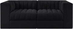 Rummi - Velvet Performance Fabric Upholstered 2 Piece Modular Loveseat