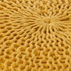 Bordeaux - Knitted Cotton Round Pouf, Versatile Ottoman And Floor Cushion