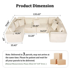 Modular U Shaped Sectional Sofa With Reversible Design