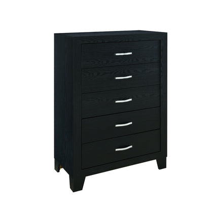 Carlos - 5 Pieces Queen Bedroom Set, Modern Design - Black