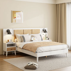 Bed Frame With 2 Nightstands Elegant Design With Lamps