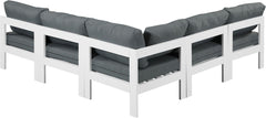 Nizuc - Outdoor Patio 5 Piece Modular Sectional With White Frame