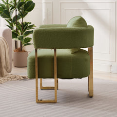 Modern Decorative Chair Teddy Fleece Upholstered And Metal Foot