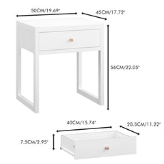 Nightstand With Drawer, Minimalist Bedside Table, Compact End Table For Bedroom - White