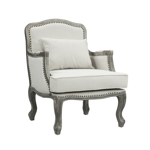 Tania - Chair With Pillow - Cream Linen & Gray
