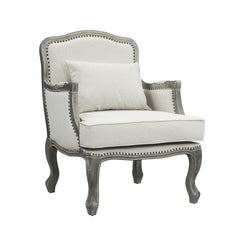 Tania - Chair With Pillow - Cream Linen & Gray