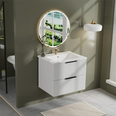 Modern Wall Mounted Floating Bathroom Vanity With Sink And Drawers
