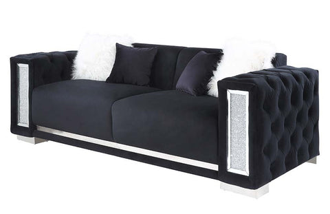 Trislar - Sofa With 4 Pillows (Same 52525) - Black Velvet