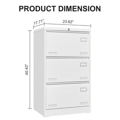 Filing Cabinet Lateral File Cabinet 3 Drawer, Locking Metal File Cabinets Three Drawer, Office Filing Cabinet With Lock Drawers For Home Office