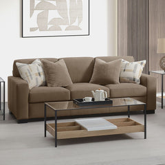 Darya - Sofa With 4 Pillows - Brown Suede Fabric