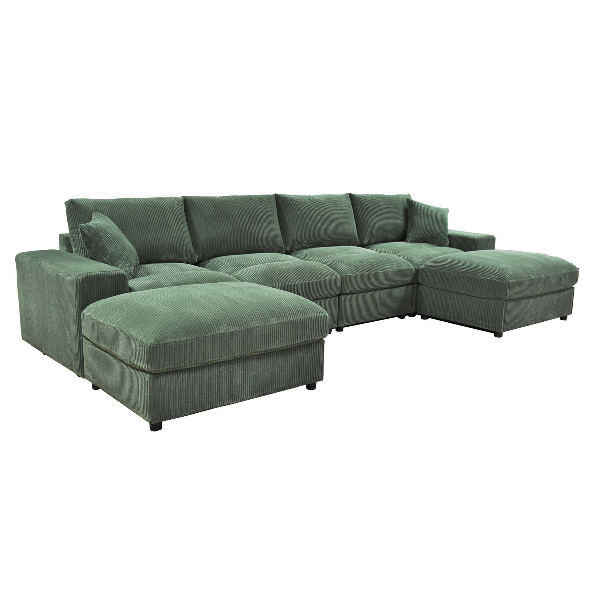 Sectional Sofa With 2 Ottomans And Toss Pillows
