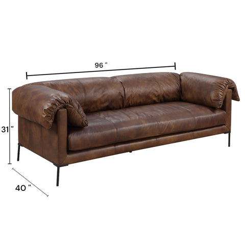 Jaron - Top Grain Leather Sofa - Mocha