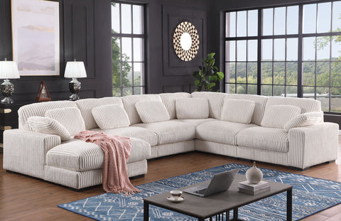Nadine - Corduroy Modular Corner Sectional Sofa With Left Facing Chaise