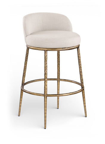 Ferro - Performance Fabric Upholstered Bar Stool - Antique Brass