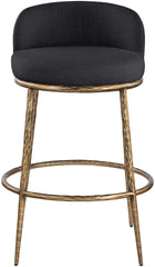 Ferro - Performance Fabric Upholstered Bar Stool - Antique Brass