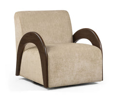 Neria - Chenille Fabric Upholstered Swivel Accent Chair - Painted Brown Base