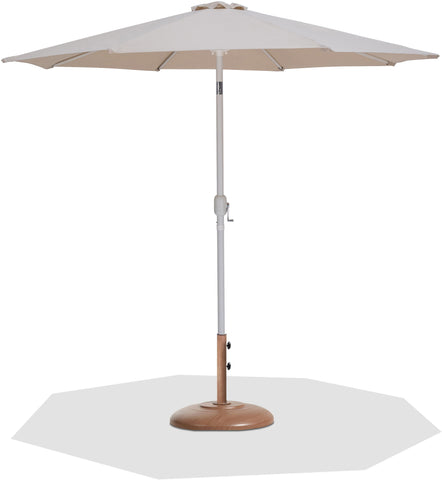 Fiji - Aluminum Patio Umbrella With Round Teak And White Base