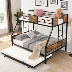 Modern Metal Bunk Bed With Side Ladders And Guardrail