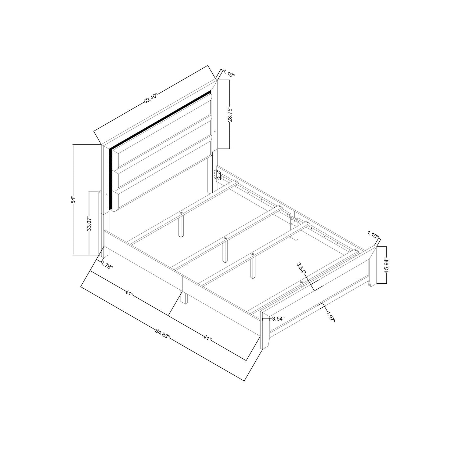 Carlos - Modern Design Bed With LED