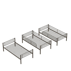 Twin Size Metal Triple Bunk Bed For Bedroom And Dormitory, Convertible Into 3 Separate Beds - Black