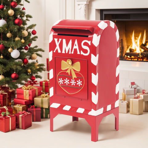 Christmas Mailbox Decoration With Festive Design, Classic Holiday Charm - Red
