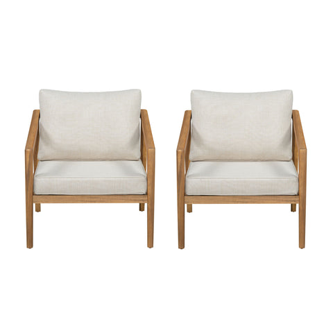Westin - Outdoor Acacia Wood Club Chair (Set of 2) - Teak / Beige