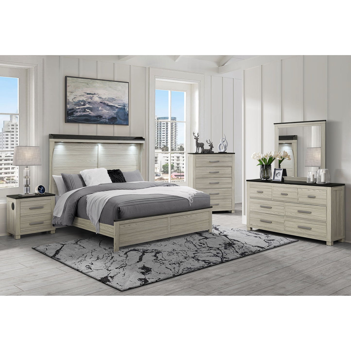 Augusta - Nightstand With Top, 2 Drawers, Block Feet - Beige Brown