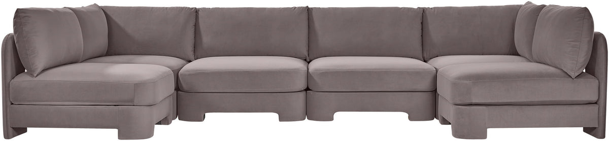 Hammond - Velvet Performance Fabric Upholstered 6 Piece U-Shaped Armless Sectional
