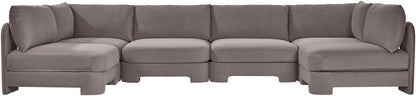 Hammond - Velvet Performance Fabric Upholstered 6 Piece U-Shaped Armless Sectional