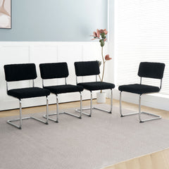 Modern Luxury Dining Chair With Metal Legs And Bow Design (Set of 4)