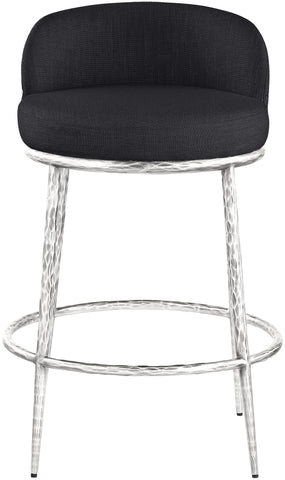 Ferro - Upholstered Counter Stool With Brushed Silver Base