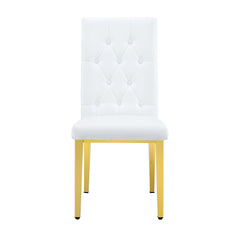 Vintage Style Armless Dining Chairs Set With Grid And Buckle Design